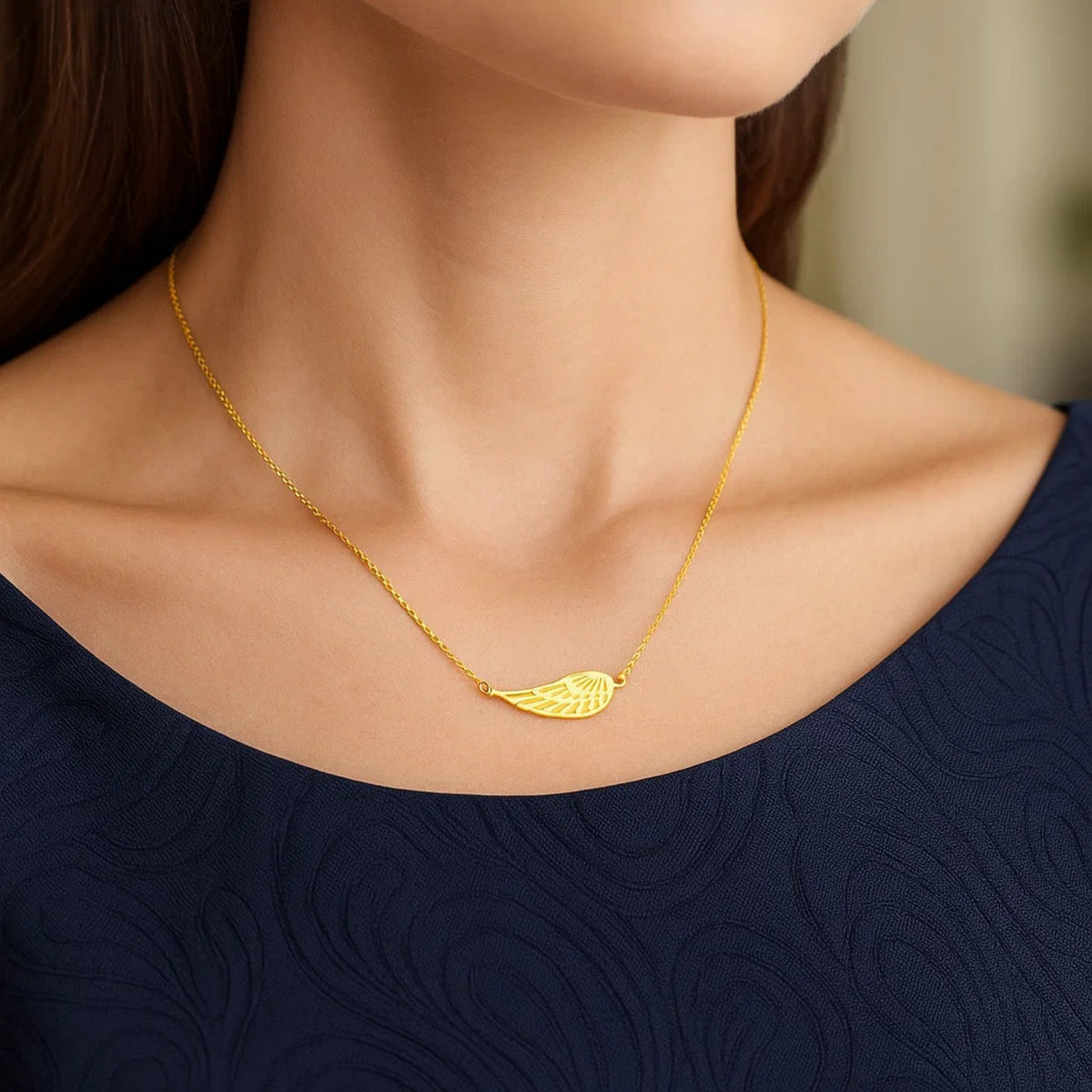 14K Yellow Gold Angel Wing Necklace Alba Luxe