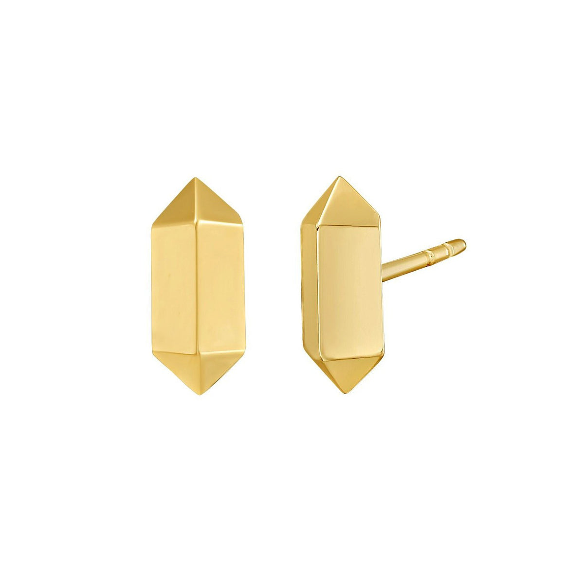 14K Yellow Gold Long Hexagon Post Earrings Alba Luxe