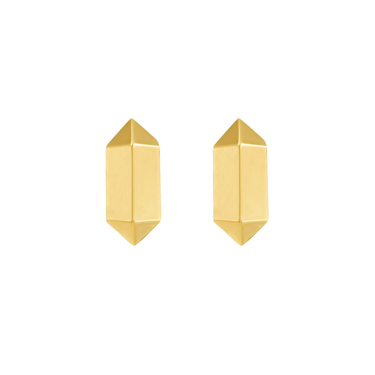 14K Yellow Gold Long Hexagon Post Earrings Alba Luxe