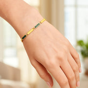 14K Yellow Gold Malachite Rectangle Links Bracelet (3.50 mm) RCJ