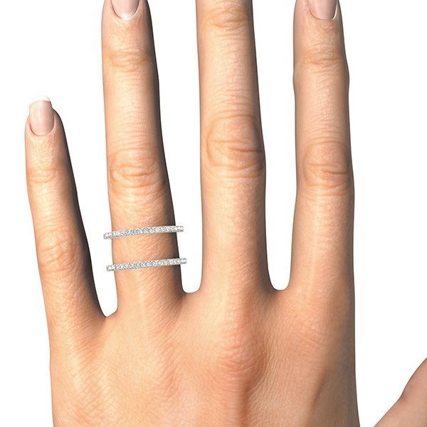 14k White Gold Dual Band Design Ring with Diamonds (1/3 cttw) Alba Luxe
