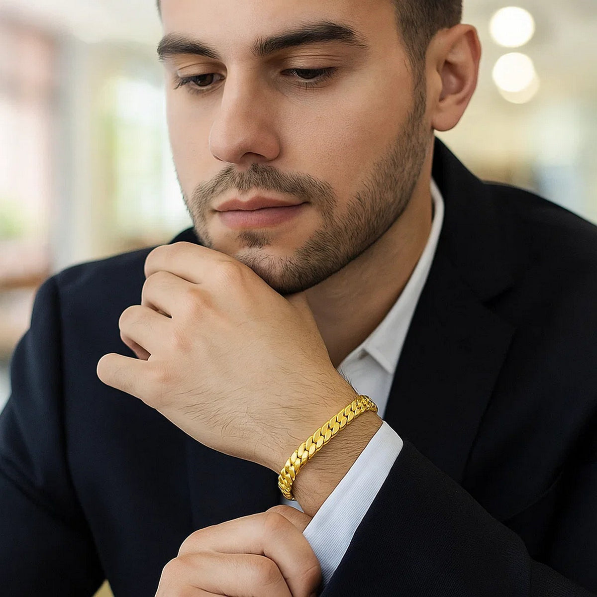 14k Yellow Gold 8 inch Mens Curb Chain Bracelet (8.00 mm) RCJ