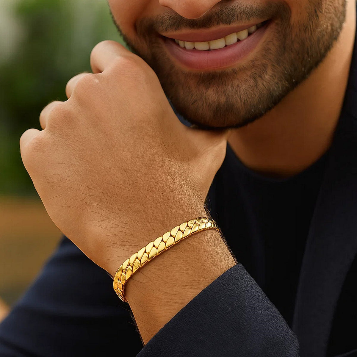 14k Yellow Gold 8 inch Mens Curb Chain Bracelet (8.00 mm) RCJ