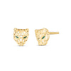 14k Yellow Gold Panther Head Stud Earrings Alba Luxe