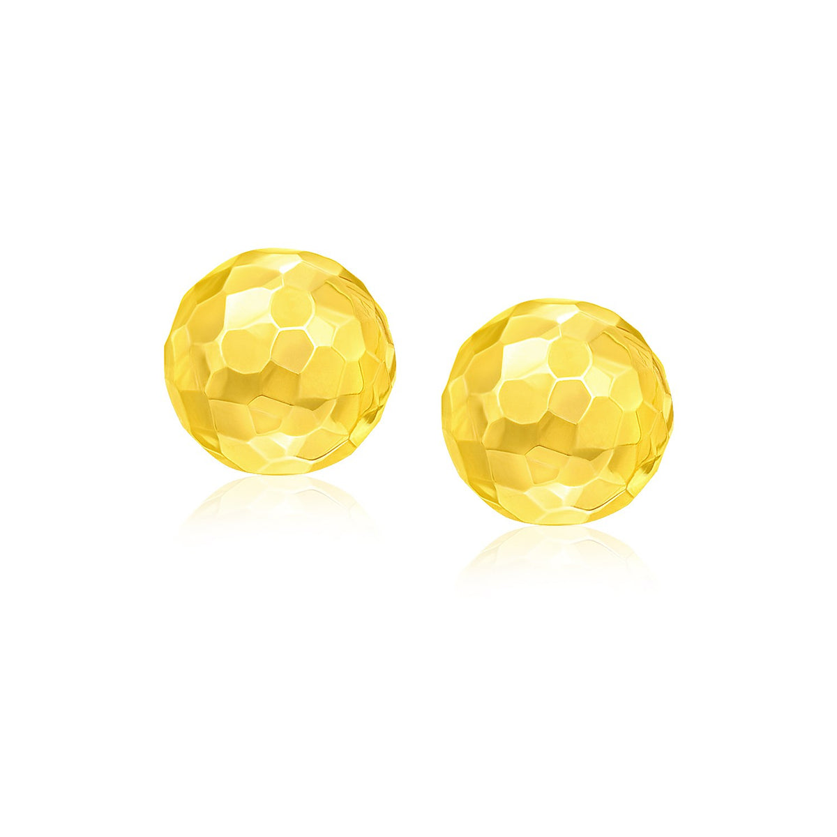 14k Yellow Gold Round Faceted Style Stud Earrings(7mm) Alba Luxe