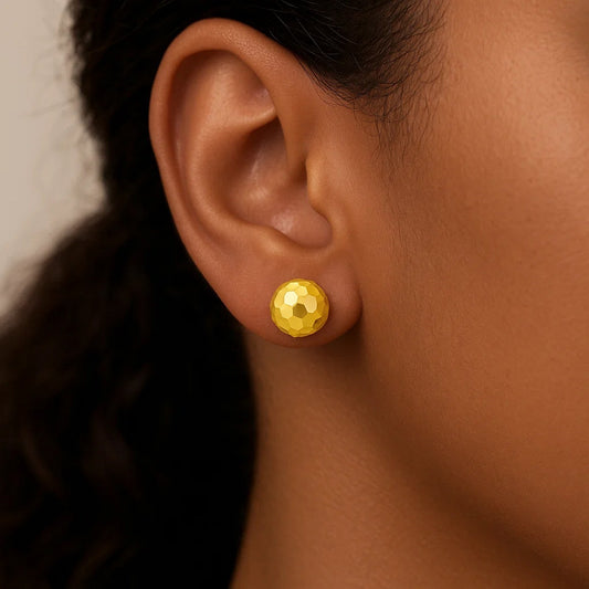 14k Yellow Gold Round Faceted Style Stud Earrings(7mm) Alba Luxe