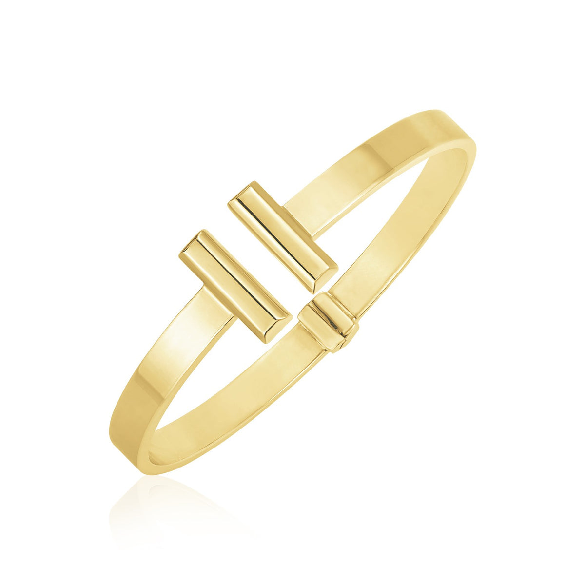 14k Yellow Gold High Polish Bar Cuff Bangle (6.00 mm) Alba Luxe