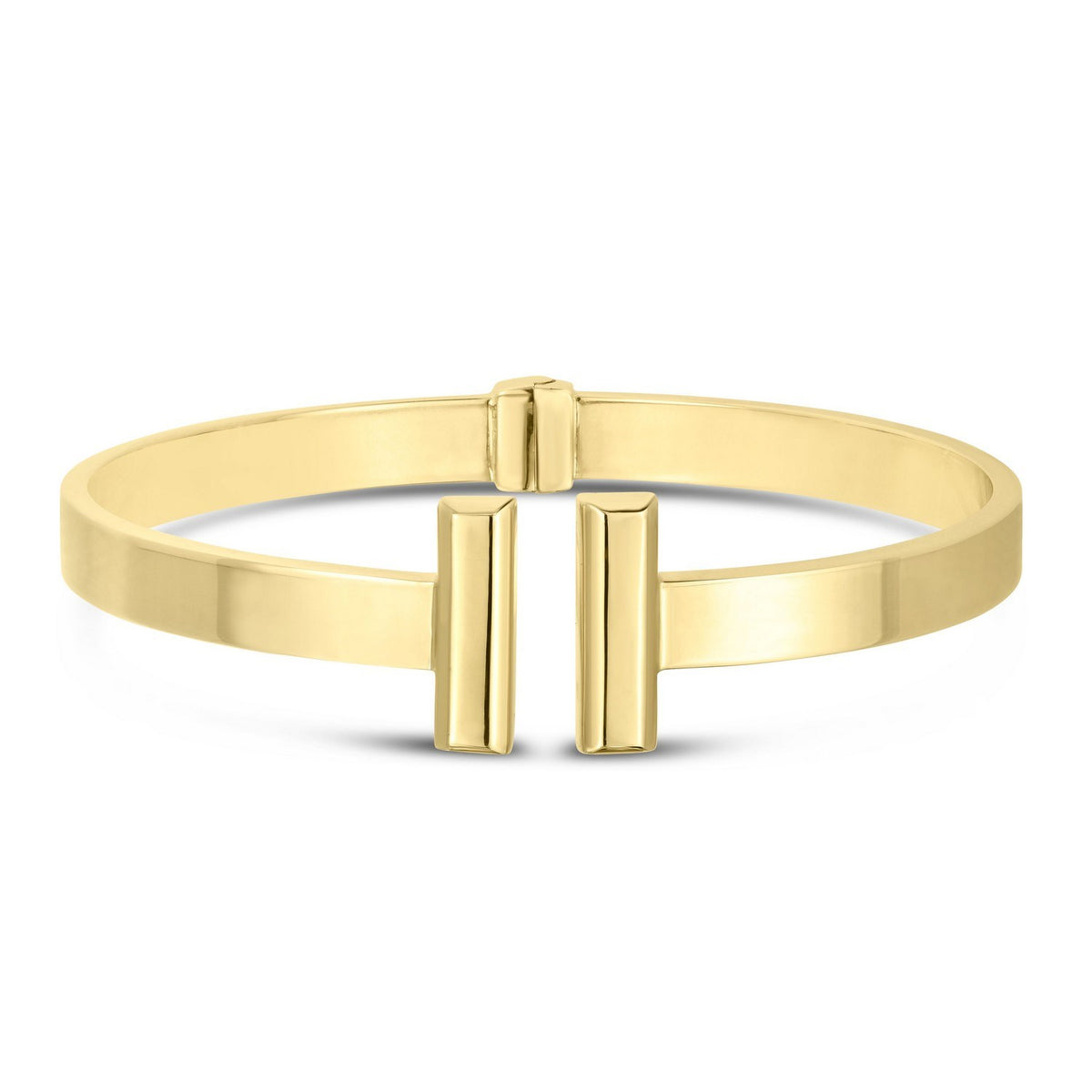 14k Yellow Gold High Polish Bar Cuff Bangle (6.00 mm) Alba Luxe