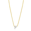 14K Yellow Gold Mini Diamond F Initial Pendant Necklace Alba Luxe
