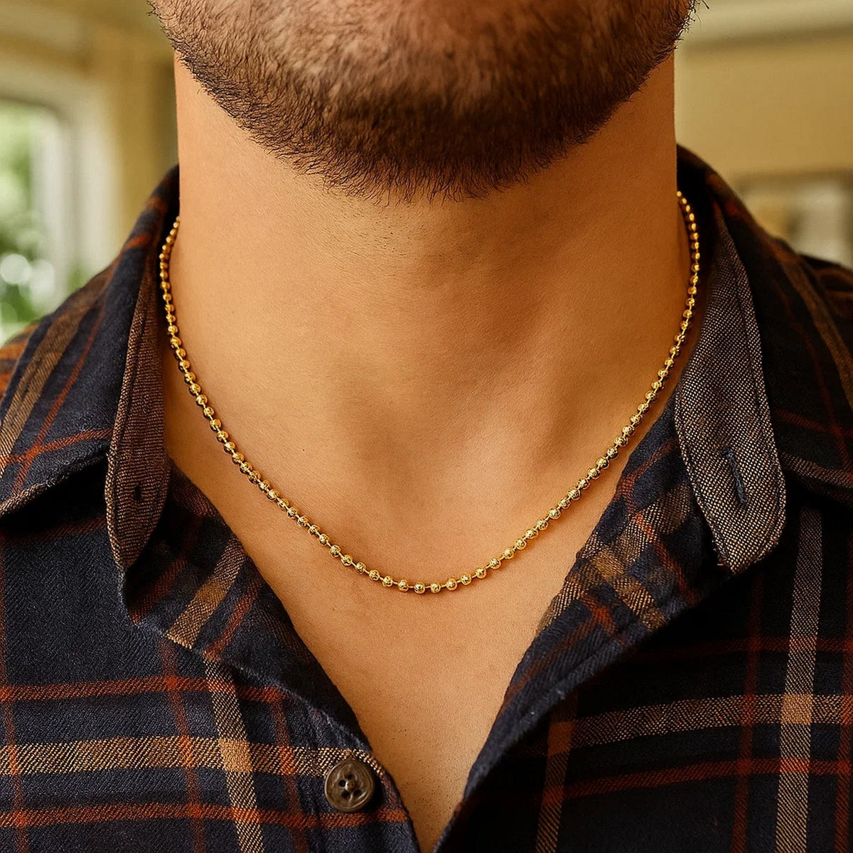 Moon Cut Bead Chain in 14k Yellow Gold (3.00 mm) Alba Luxe