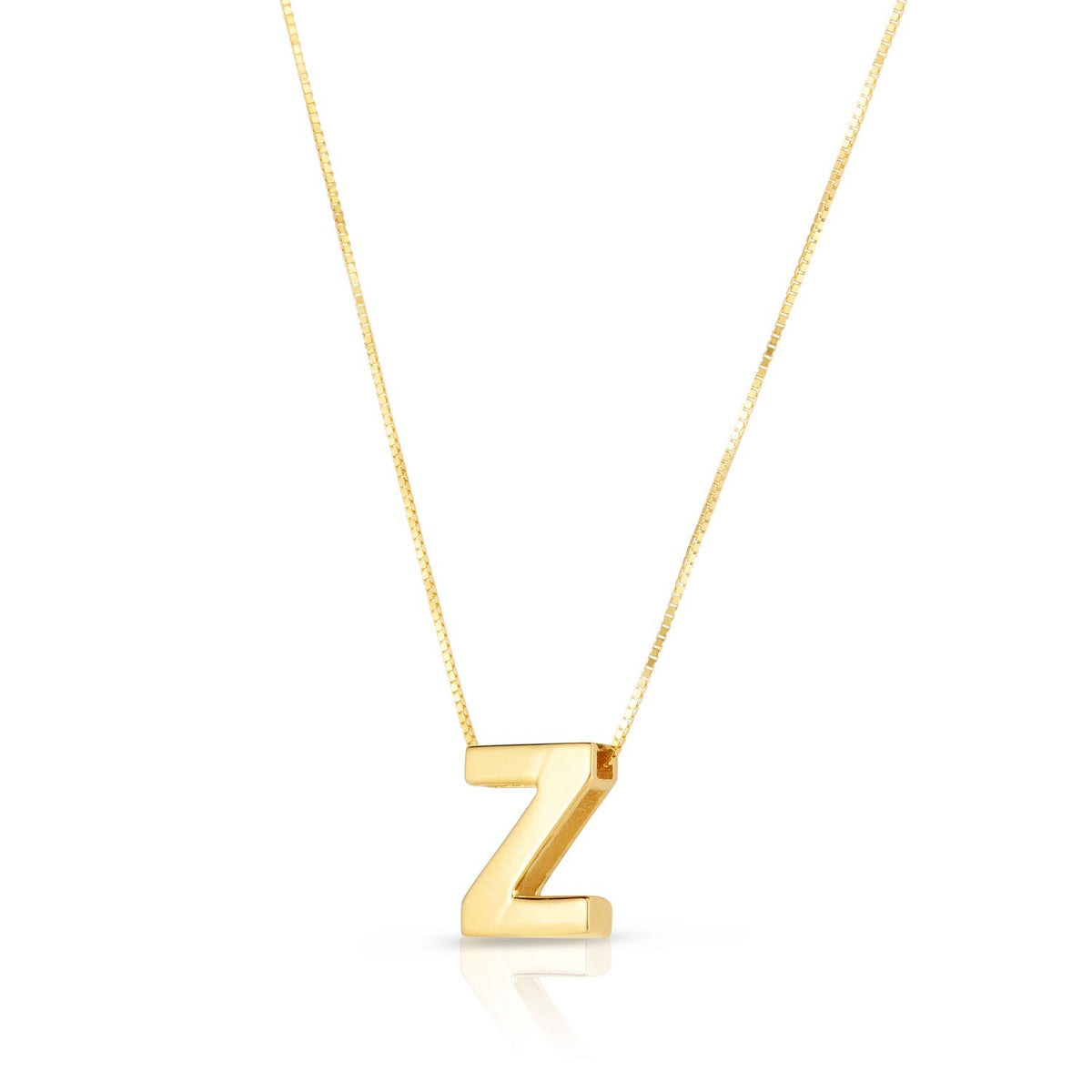 14K Yellow Gold Yours Truly Block Letter Initial Z Necklace Alba Luxe