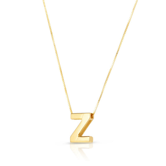 14K Yellow Gold Yours Truly Block Letter Initial Z Necklace Alba Luxe