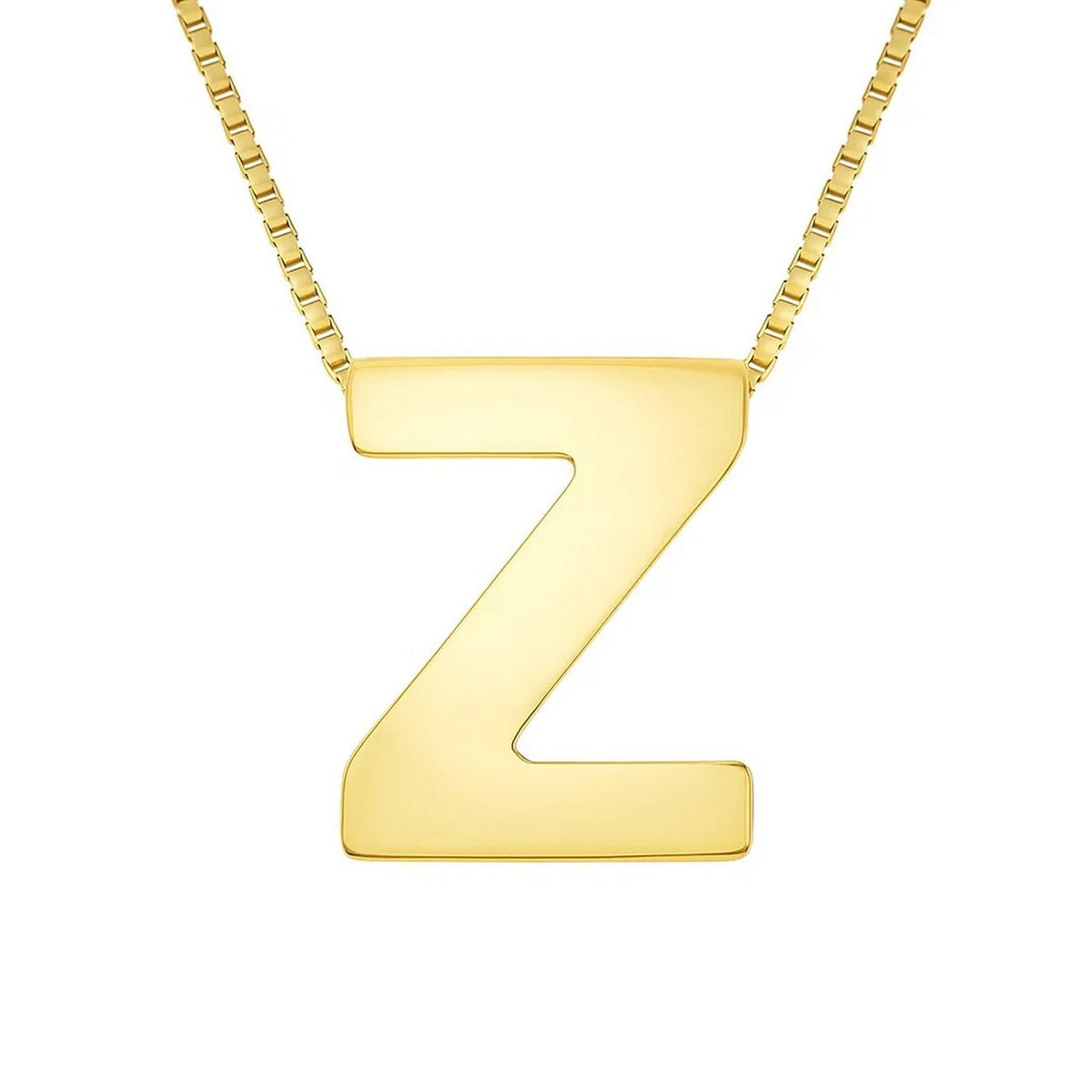 14K Yellow Gold Yours Truly Block Letter Initial Z Necklace Alba Luxe