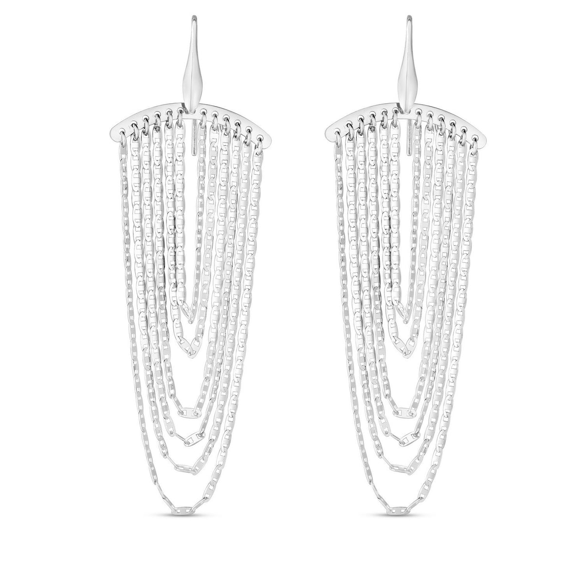 Sterling Silver Multi Strand Chain Drop Chandelier Earrings RCJ