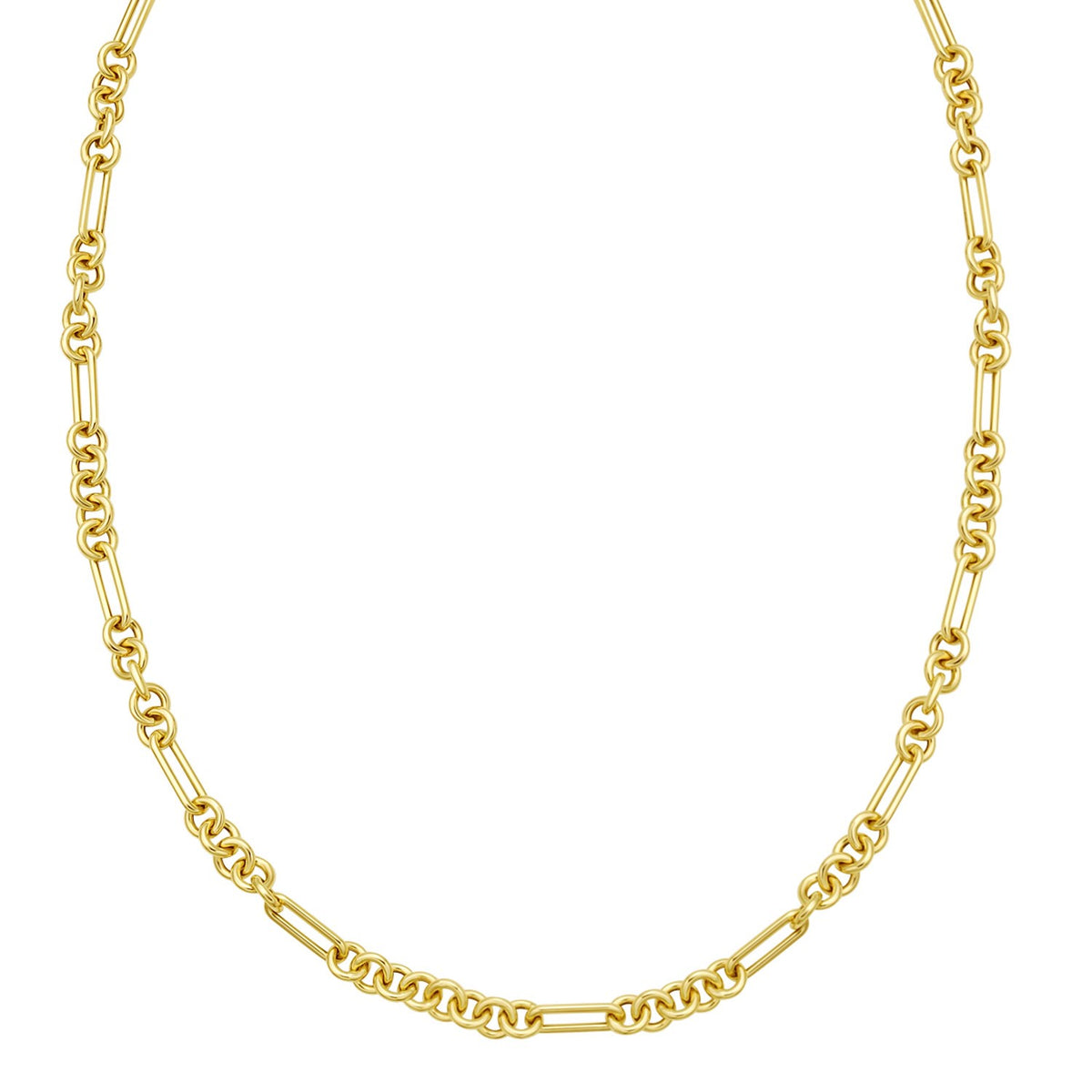 14K Yellow Gold Five And One Paperclip Link Chain Necklace Alba Luxe