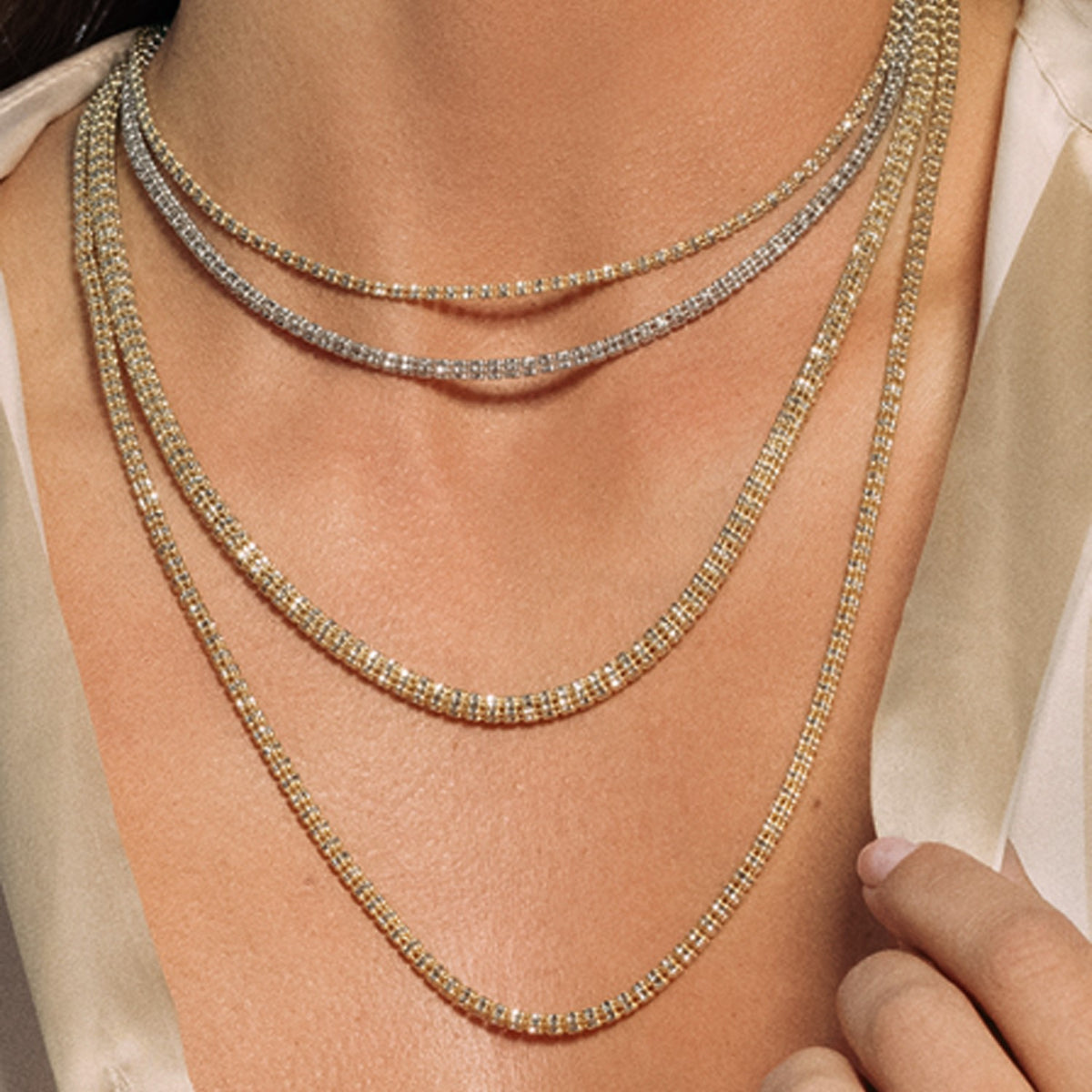 Ice Barrel Chain in 14k Two Tone Gold (2.70 mm) Alba Luxe