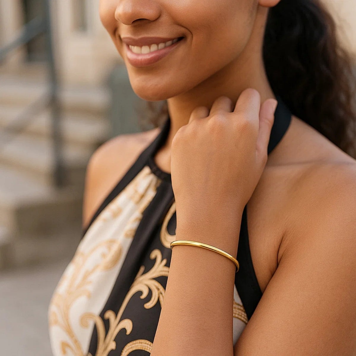 10k Yellow Gold Dome Style Shiny Bangle (3.30 mm) Alba Luxe