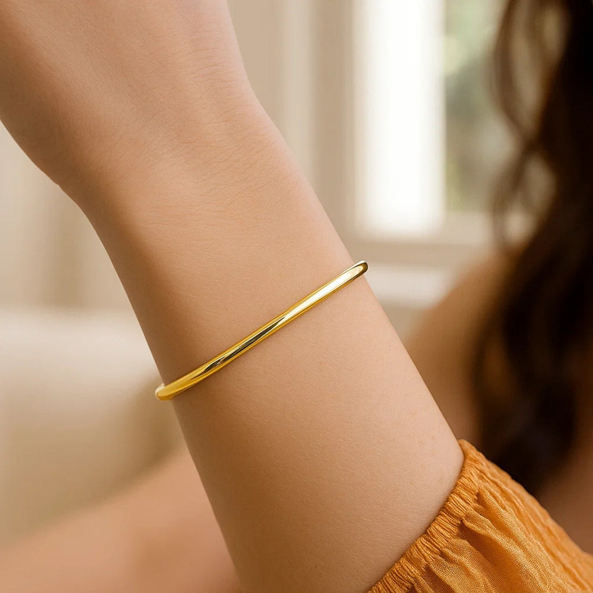 10k Yellow Gold Dome Style Shiny Bangle (3.30 mm) Alba Luxe