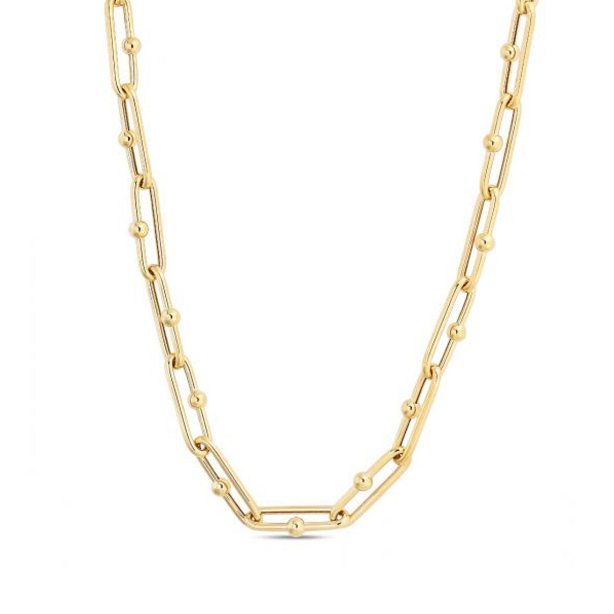 14k Yellow Gold High Polish Elongated Paperclip Jax Link Necklace Alba Luxe
