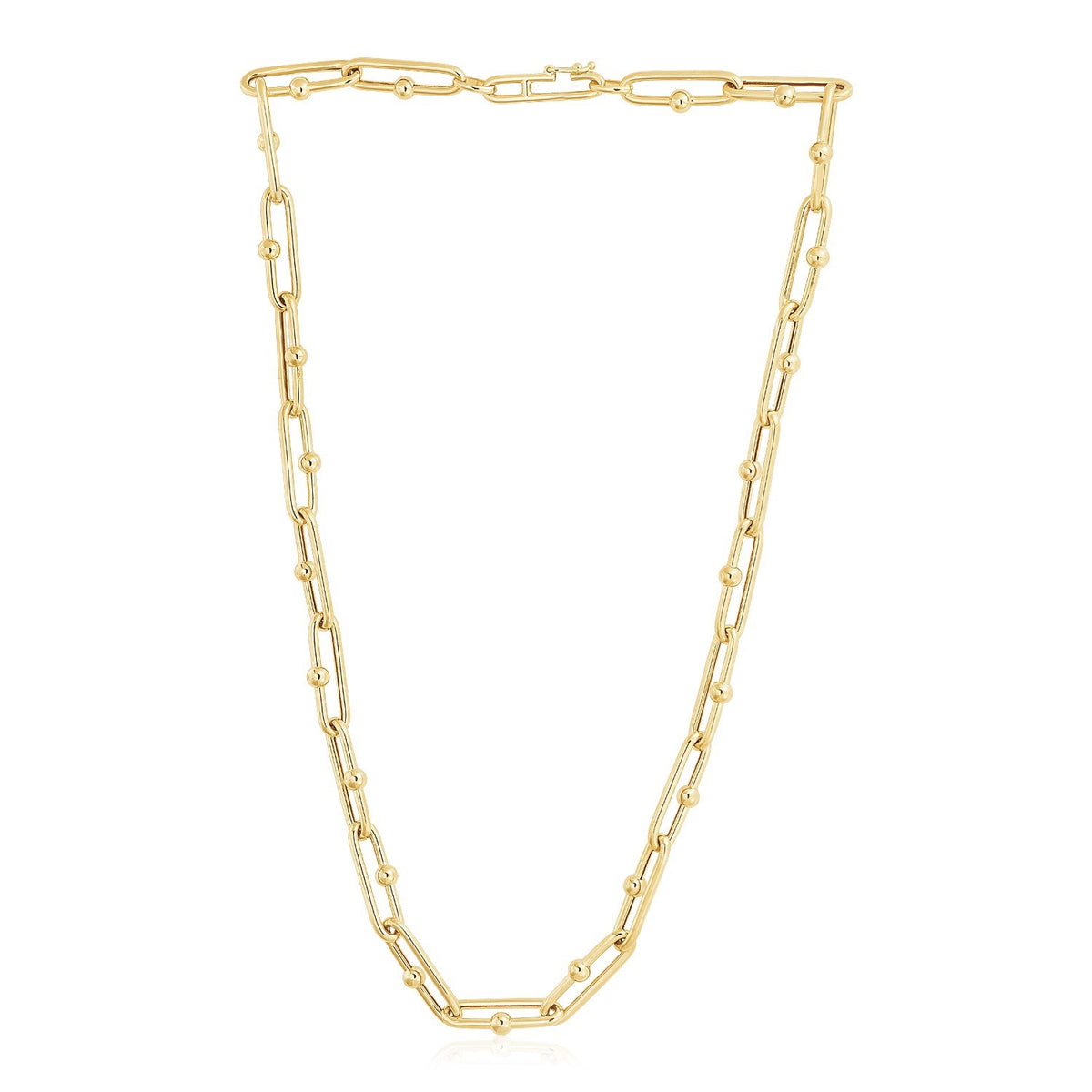 14k Yellow Gold High Polish Elongated Paperclip Jax Link Necklace Alba Luxe