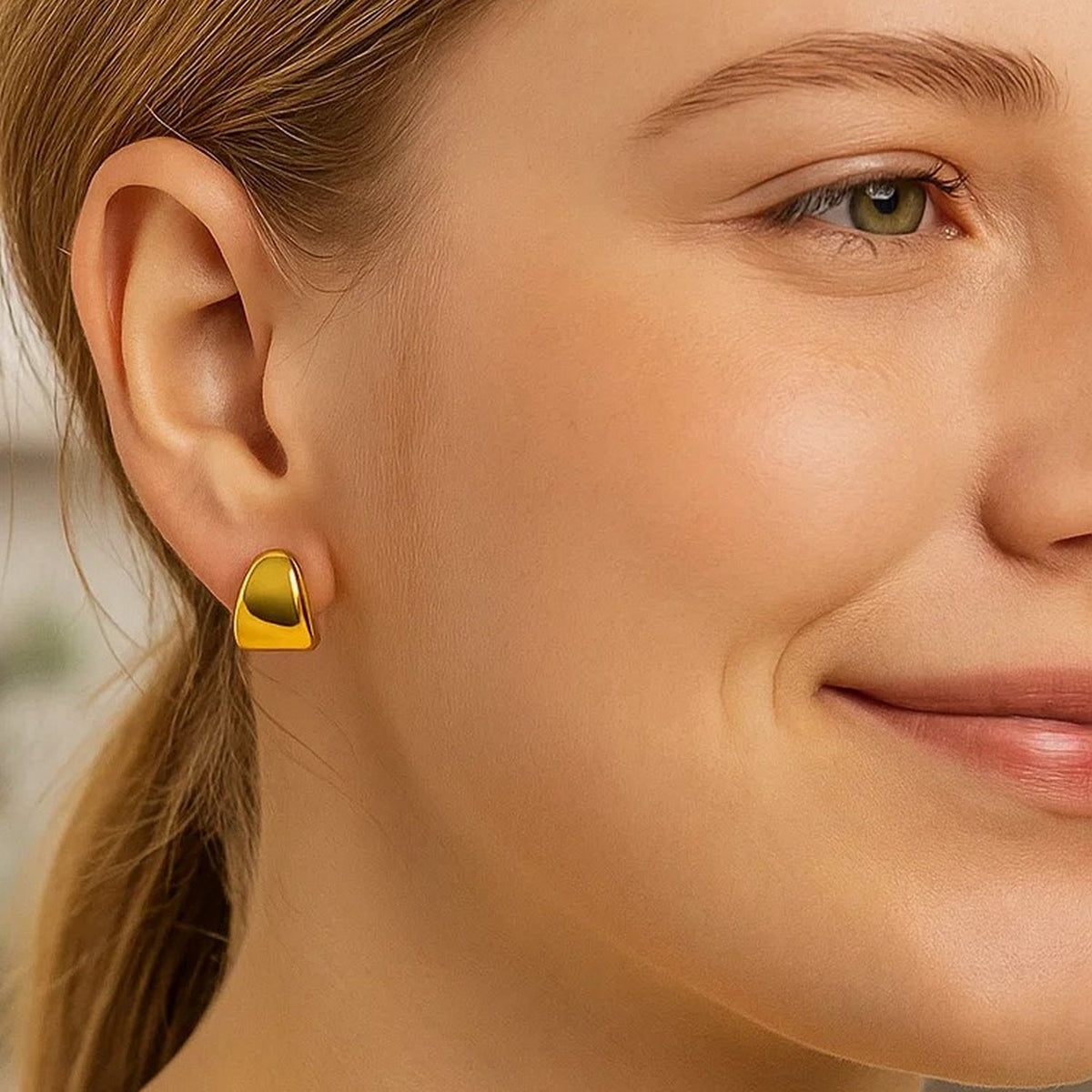 Puffed Up Graduated Hoop Earrings in 14K Yellow Gold Alba Luxe