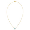14K Yellow Gold Emerald Cut Blue Topaz Necklace Alba Luxe