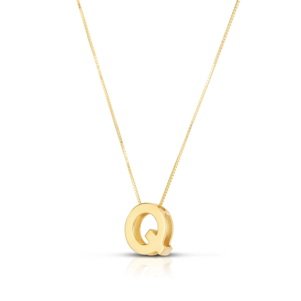 14K Yellow Gold Yours Truly Block Letter Initial Q Necklace Alba Luxe