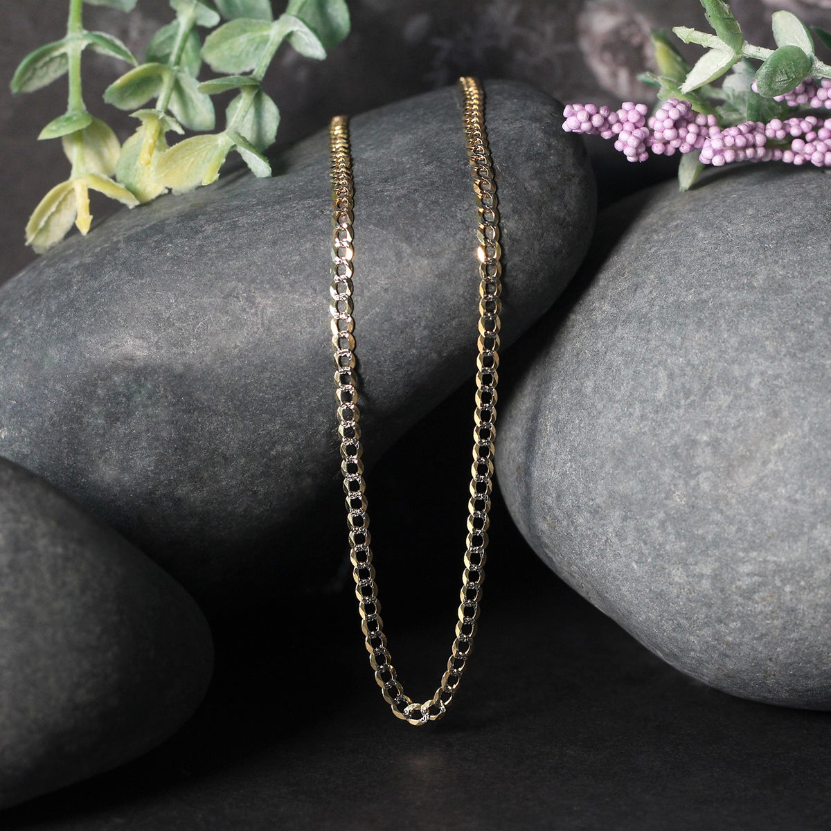 14k Two Tone Gold Pave Curb Chain (2.60 mm) Alba Luxe