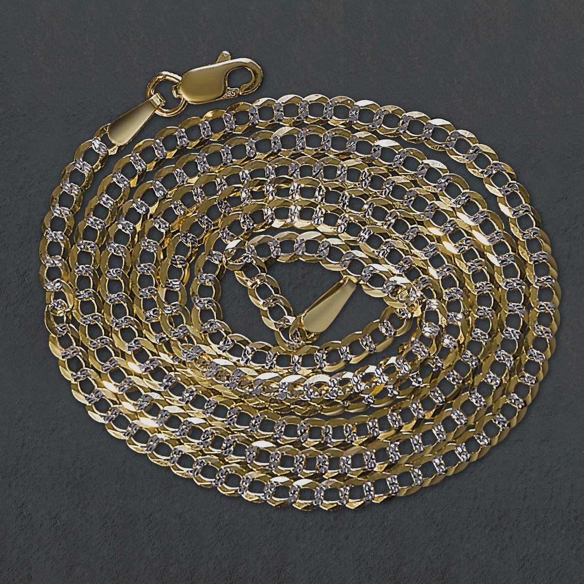 14k Two Tone Gold Pave Curb Chain (2.60 mm) Alba Luxe
