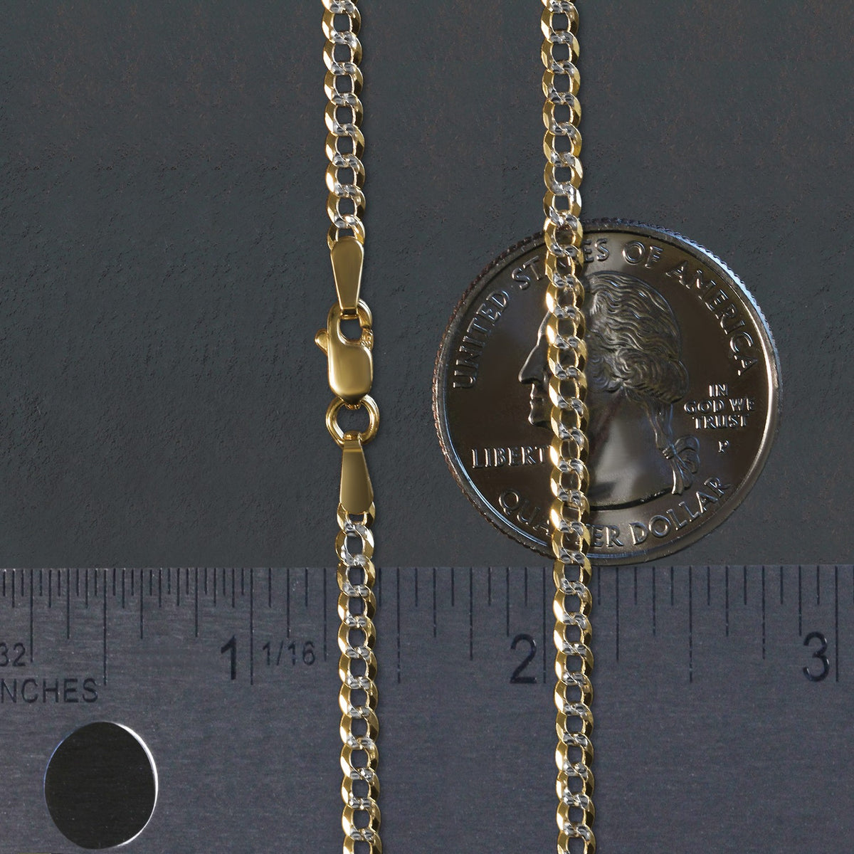 14k Two Tone Gold Pave Curb Chain (2.60 mm) Alba Luxe
