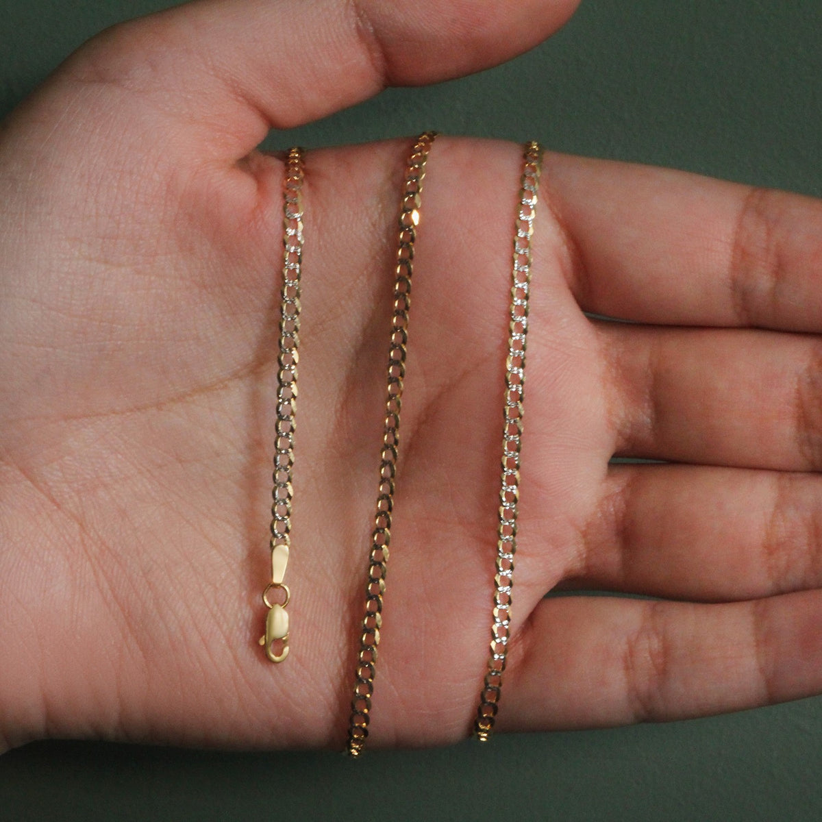 14k Two Tone Gold Pave Curb Chain (2.60 mm) Alba Luxe
