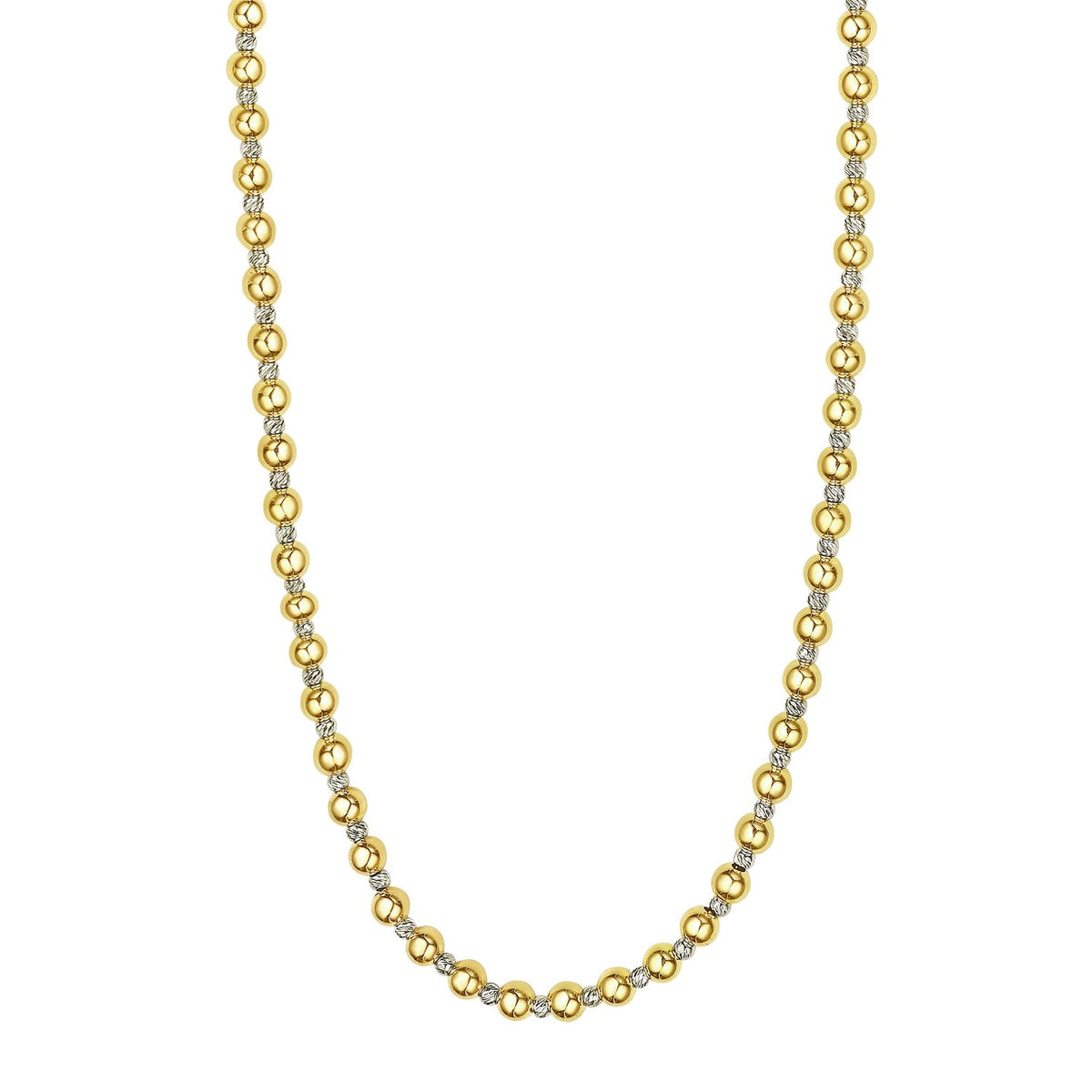 Two Tone Beaded Chain Necklace in 14K Gold Alba Luxe