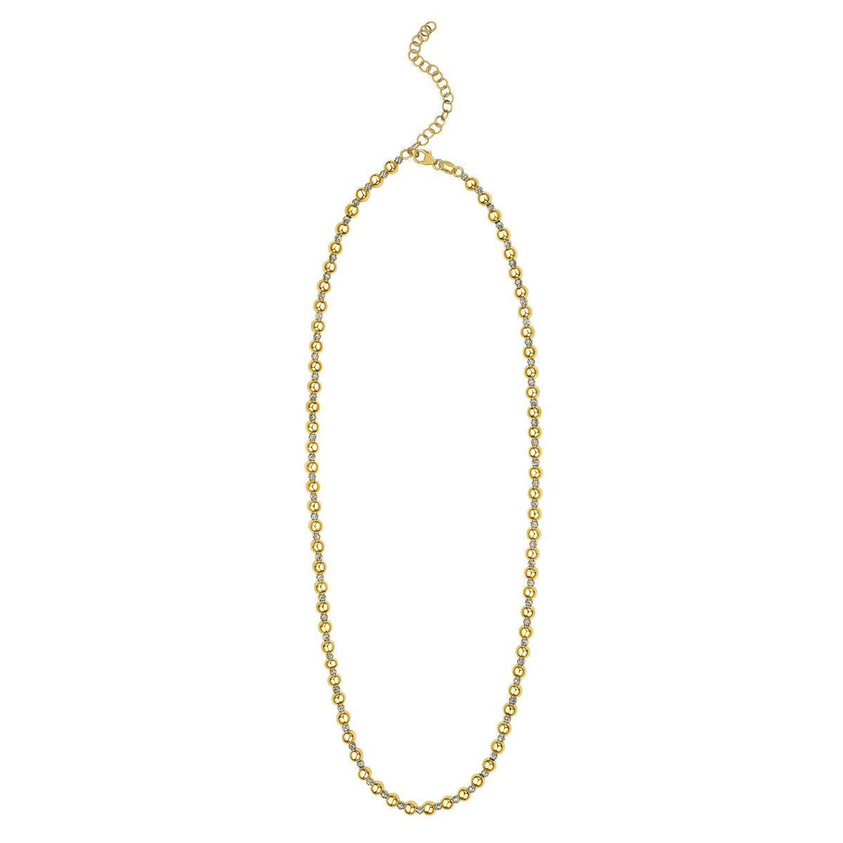 Two Tone Beaded Chain Necklace in 14K Gold Alba Luxe