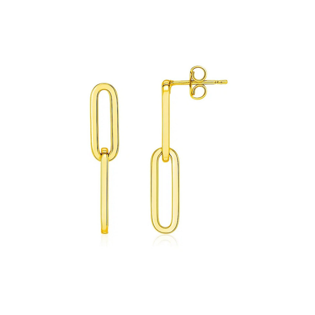 14K Yellow Gold Two Link Paperclip Chain Earrings Alba Luxe