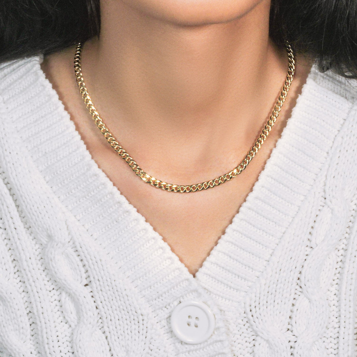 10k Yellow Gold Miami Cuban Semi Solid Chain (4.50 mm) Alba Luxe