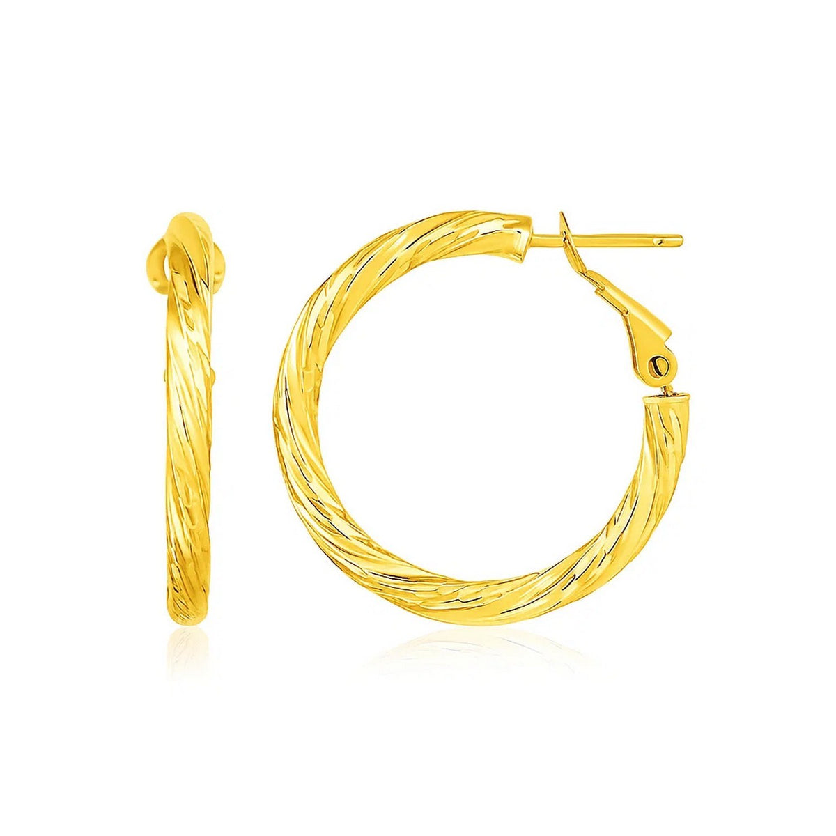 14k Yellow Gold Petite Twisted Round Hoop Earrings(3x20mm) Alba Luxe