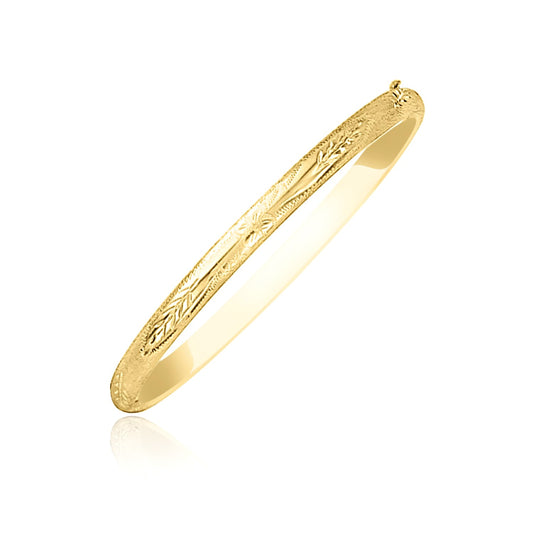 10k Yellow Gold Botanical Pattern Florentine Bangle (5.00 mm) Alba Luxe