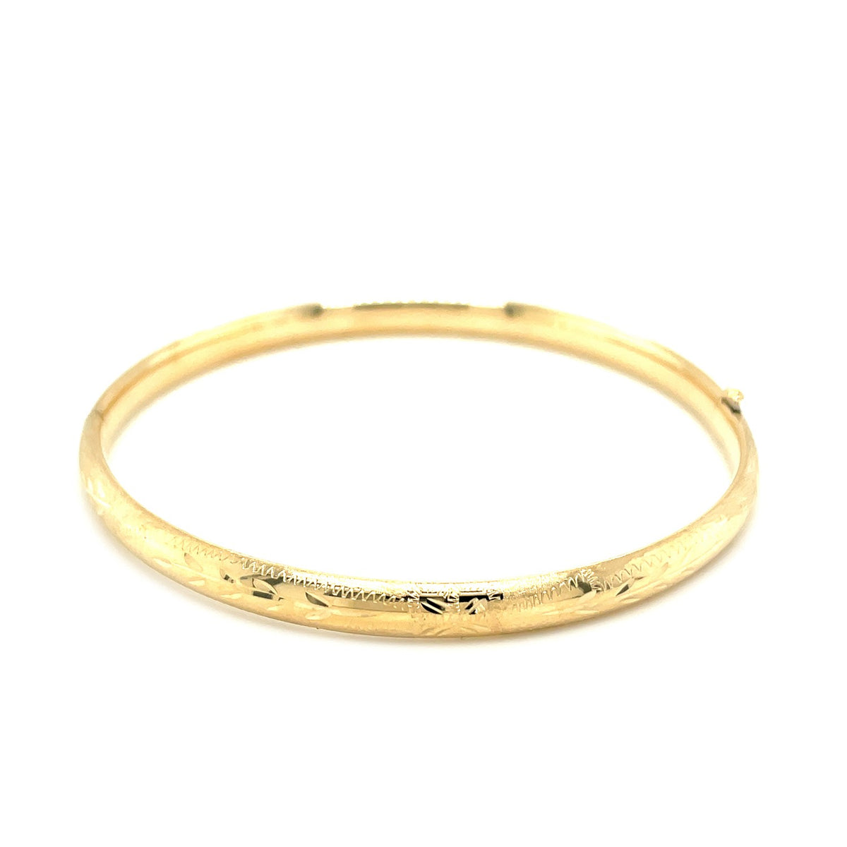 10k Yellow Gold Botanical Pattern Florentine Bangle (5.00 mm) Alba Luxe