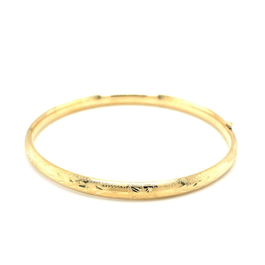 10k Yellow Gold Botanical Pattern Florentine Bangle (5.00 mm) Alba Luxe