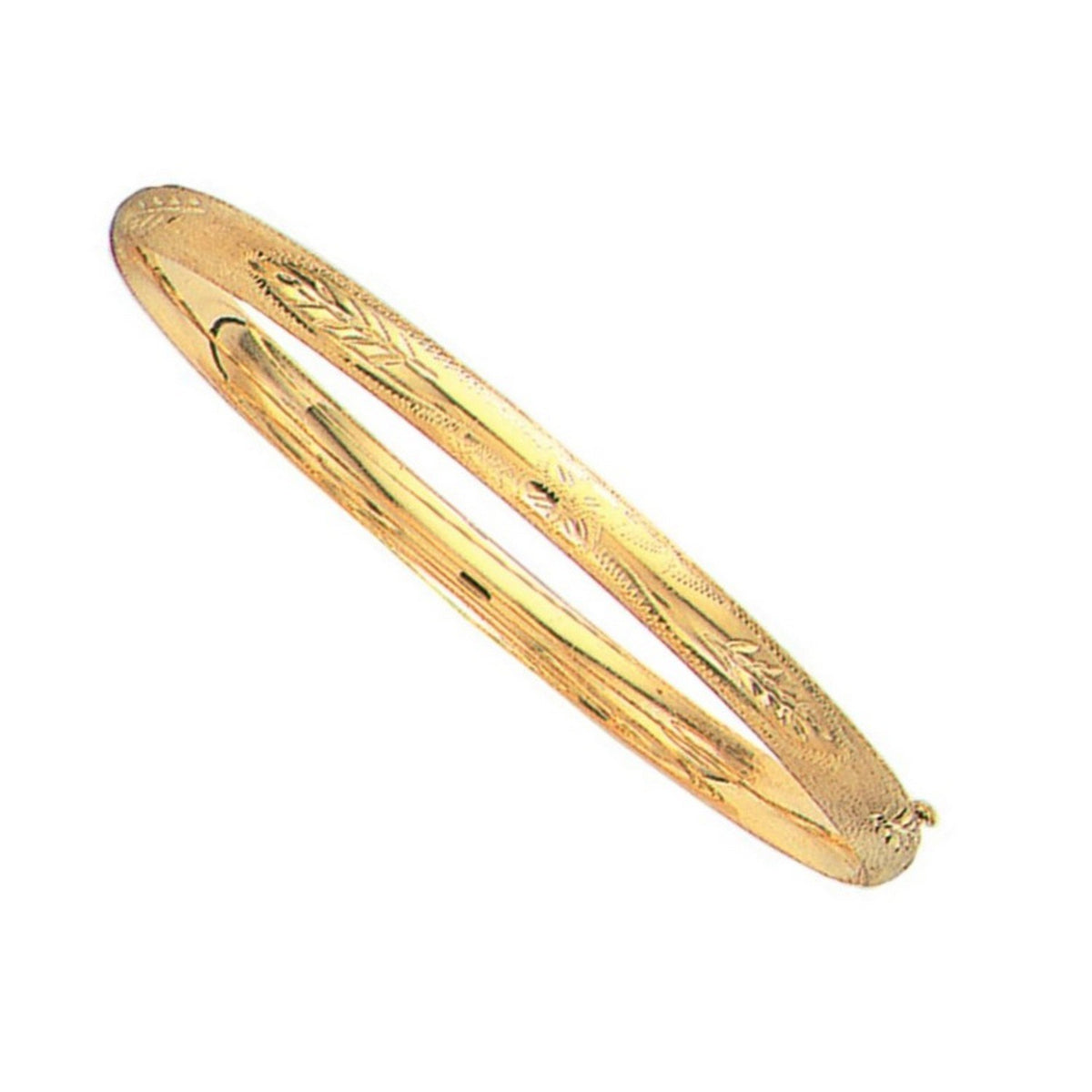 10k Yellow Gold Botanical Pattern Florentine Bangle (5.00 mm) Alba Luxe