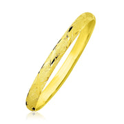 10k Yellow Gold Slender Diamond Pattern Textured Bangle (6.00 mm) Alba Luxe