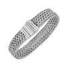 Woven Rope Bracelet with White Sapphire Accented Clasp in Sterling Silver Alba Luxe