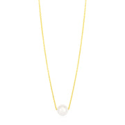 14k Yellow Gold 7mm Pearl Solitaire Necklace Alba Luxe