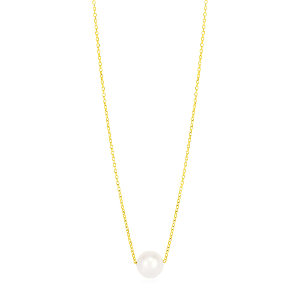 14k Yellow Gold 7mm Pearl Solitaire Necklace Alba Luxe