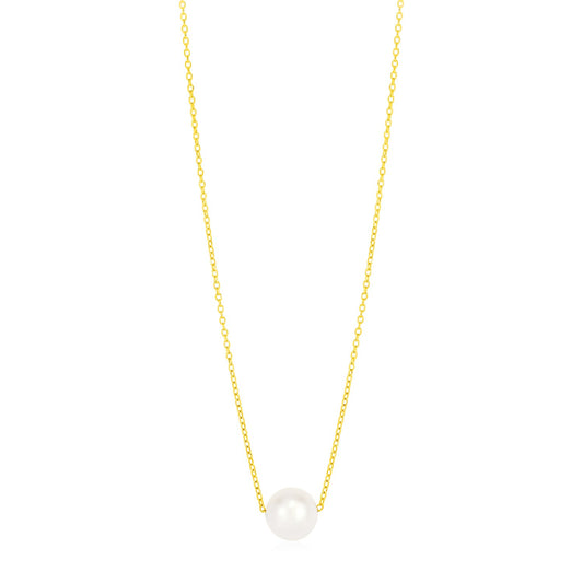 14k Yellow Gold 7mm Pearl Solitaire Necklace Alba Luxe