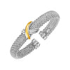Popcorn Texture Cuff Bangle in Sterling Silver and 18k Yellow Gold (10.00 mm) Alba Luxe