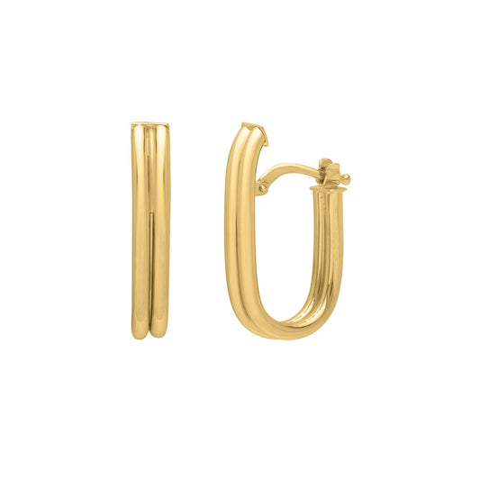 Double Oval Tube Hoop Earrings in 14K Yellow Gold Alba Luxe