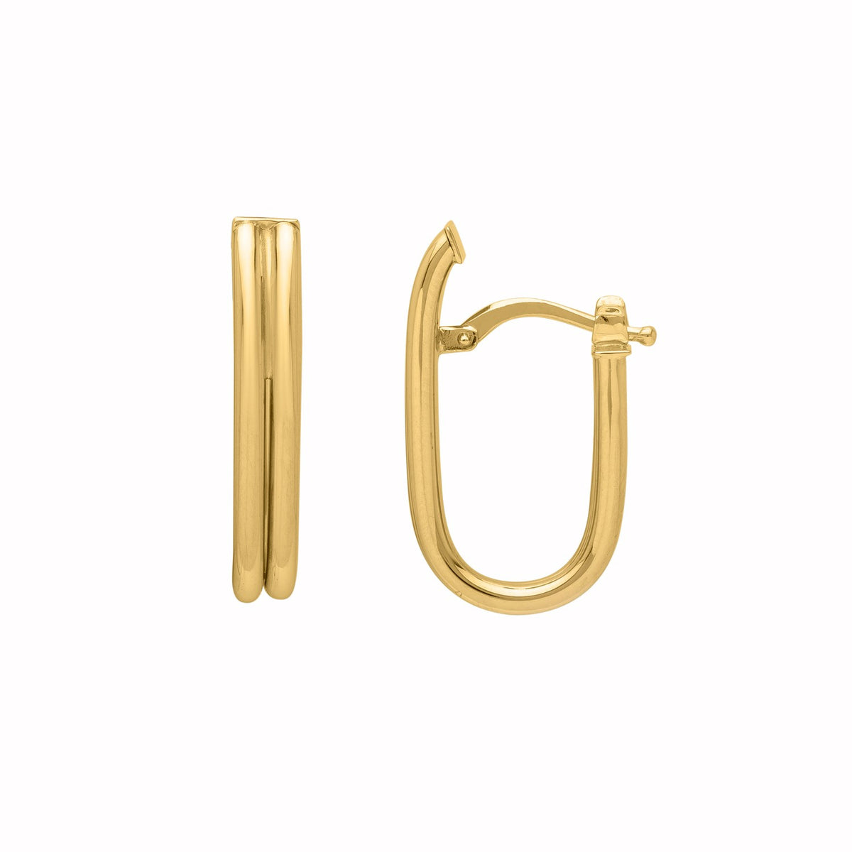 Double Oval Tube Hoop Earrings in 14K Yellow Gold Alba Luxe