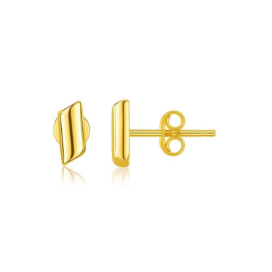 14k Yellow Gold Polished Rectangular Post Earrings Alba Luxe
