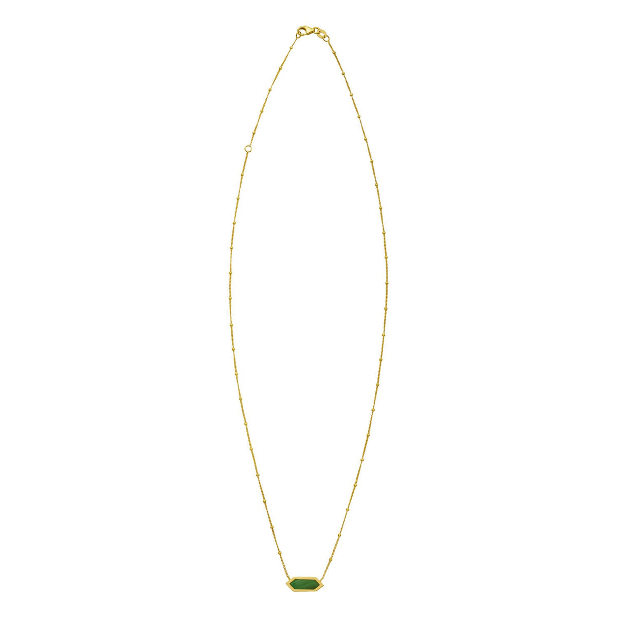 14K Yellow Gold Hexagon Malachite Pendant Necklace Alba Luxe